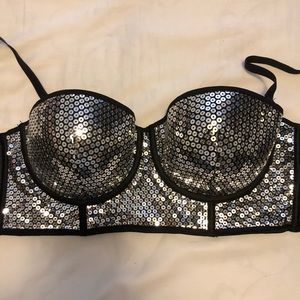 Silver sequin cropped bustier